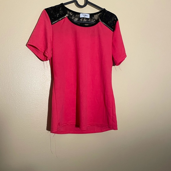 Lace Top Pink Shirt - Picture 2 of 2